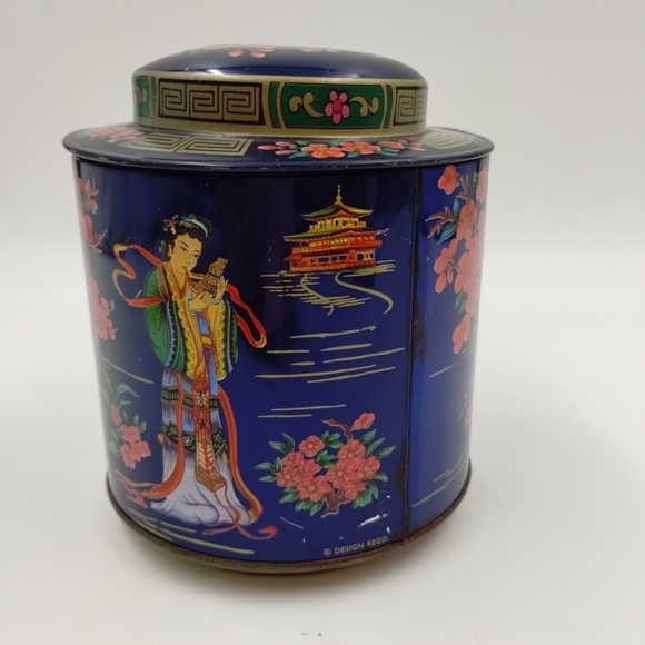 Japan Theme Tea Tin Daher Long Island Vintage Canister England 5.5" Tall w/Lid - Picture 6 of 14